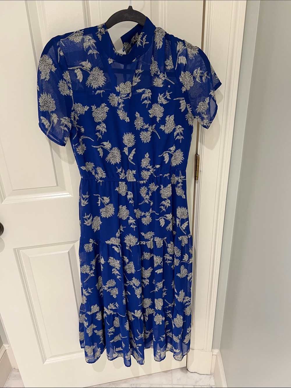 Lulu's Royal Blue Midi Dress with White Floral Print